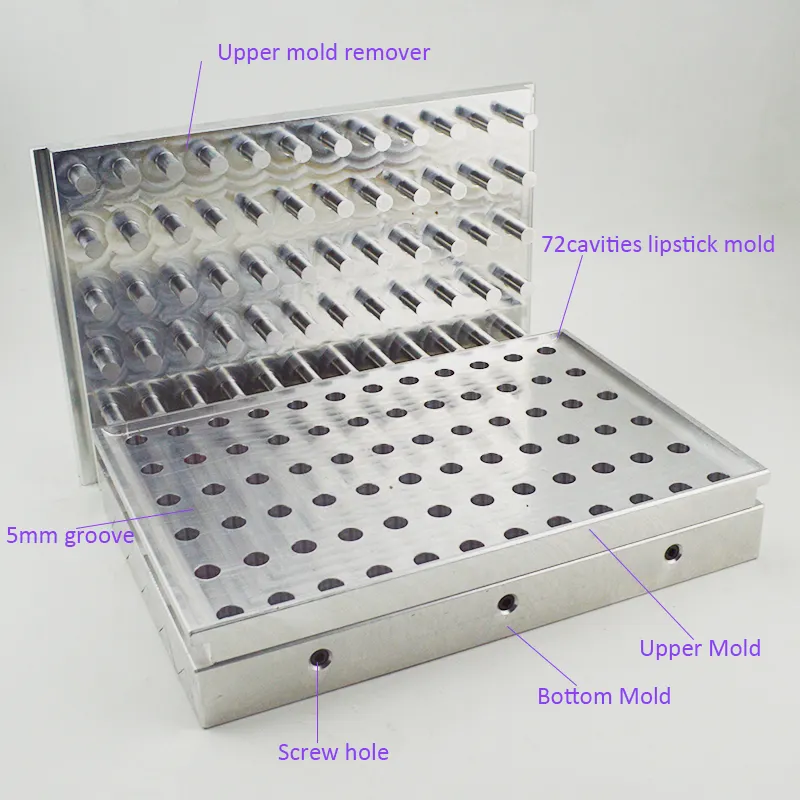 मैनुअल निर्माता 72 Cavities धातु मिश्र धातु Waterdrop लिपस्टिक मोल्ड कप आकार 12.1mm 12.7mm
