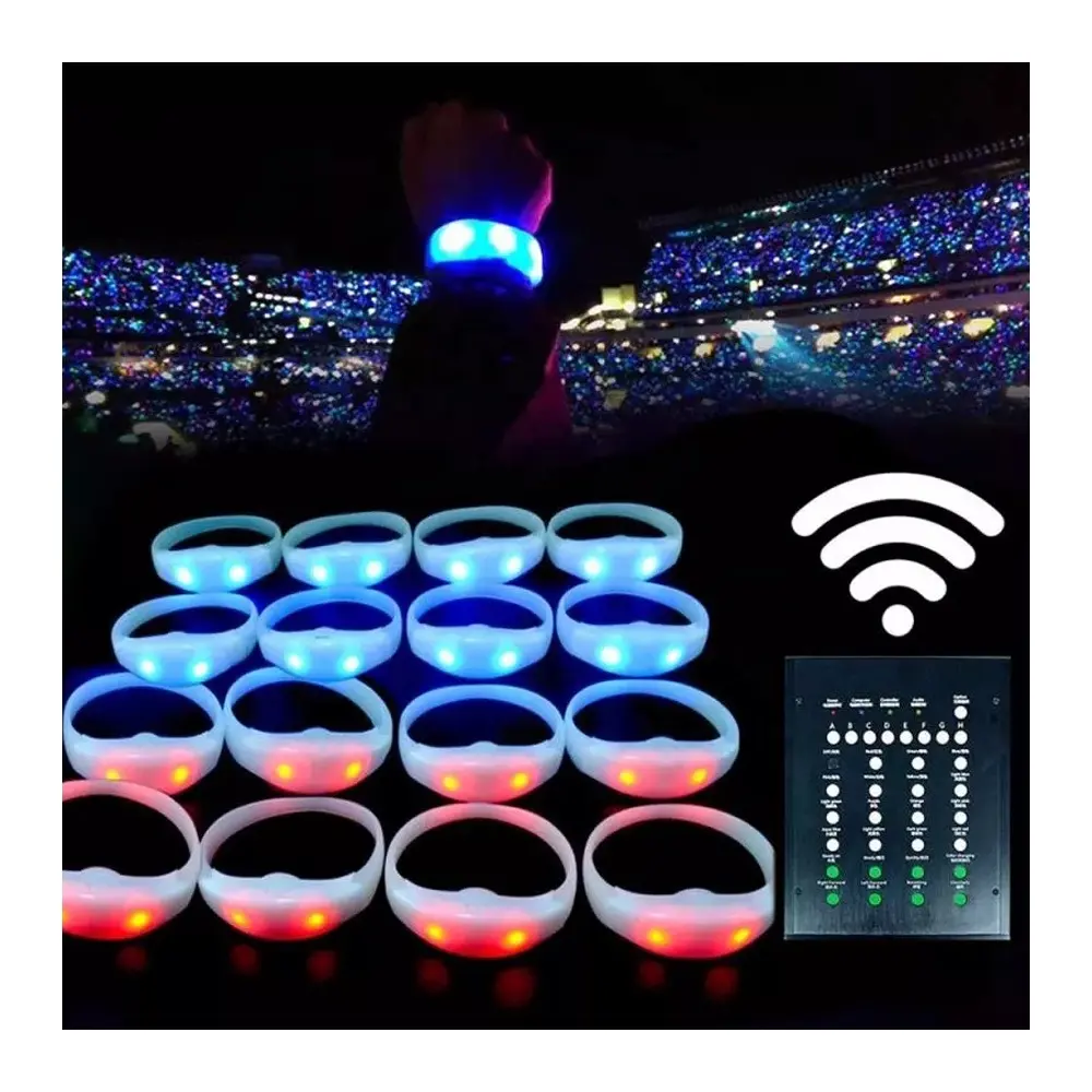 Event Festival Party Flash Up Concert Sound Activated Remote Silicone Light Led bracciale Logo personalizzato Dmx Control Led Wristband