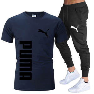 2025夏季新款套头短袖纯棉长运动裤街头穿2件套男士时尚服装 - Product Image 4