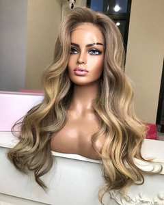 Perruque en dentelle de cheveux humains vierges européens 2025, pré-épilée, avec cheveux de bébé, petites mèches blond champagne, ondulation naturelle, <span class=keywords><strong>style</strong></span> juif - Product Image 4