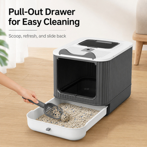 Poland Stock Foldable <b>Cat</b> <b>Litter</b> Box with Drawer Large Enclosed Pet Toilet Top Entry EU Dropshipping - Product Image 4