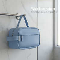 Trousse de Toilette Grande Taille en PU Souple Couleur Unie avec Fermeture Éclair et Poignée Latérale, Idéale pour la Salle de Sport et la Douche, Pochettes Minimalistes, Trousse de Voyage