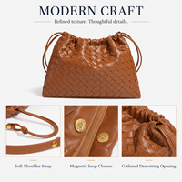 Sac seau tissé à cordon de serrage pour femme, sacs à bandoulière, sacs à main en cuir PU, sac à bandoulière personnalisé avec logo, vente en gros