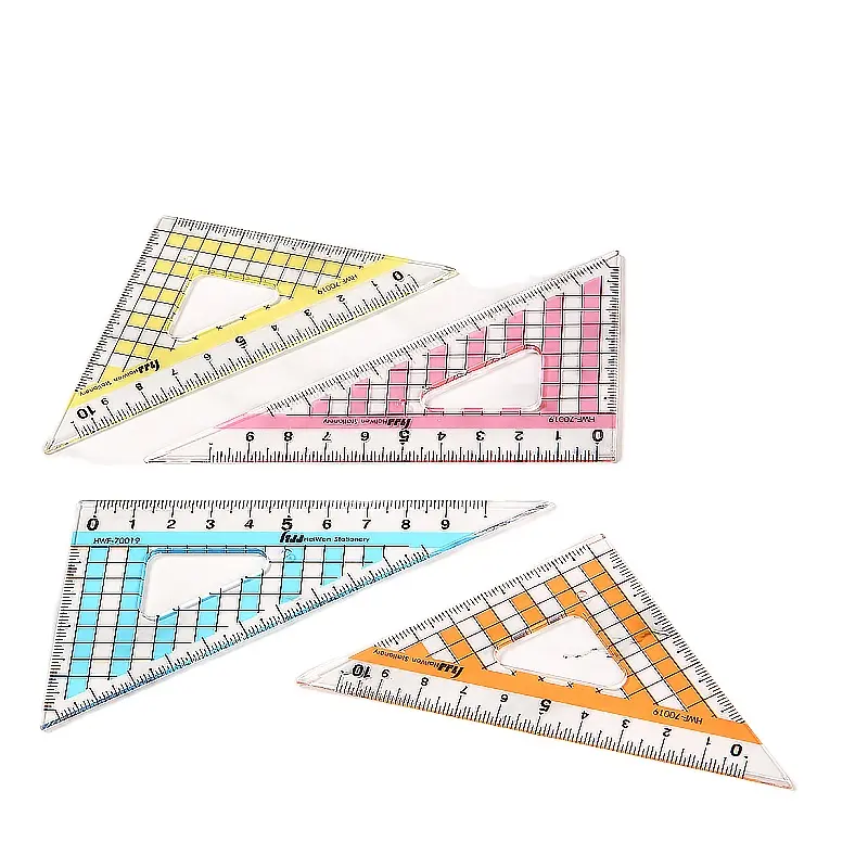 Règle en plastique triangle, impression carrée, transparente, fabriqué en chine, règle en triangle, à trois échelles, école, livraison gratuite