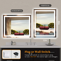Cermin Kamar Mandi Bingkai Aluminium Alloy Modern dengan WiFi, Radio, dan LED, Standar ETL untuk Hotel Bintang Lima, Ukuran 800 X 800mm, Persegi Panjang, Sentuh
