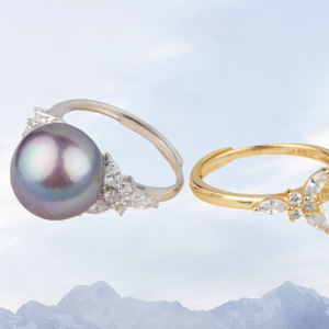 UM Jewelry Natural Freshwater Pearl <b>Ring</b> 925 Sterling Silver <b>Adjustable</b> <b>Size</b> Engagement Jewelry for Women - Product Image 2