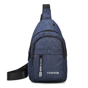 Bolso de Pecho para Hombre YS Fashion, Azul Oscuro, Tela Oxford, Patrón Geométrico, Bolso Cruzado de un Solo Hombro, Ligero, Informal, para Viaje - Product Image 1