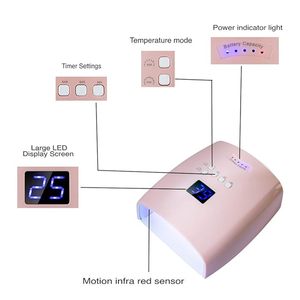 48W Rechargeable UV LED Nail Lamp,Cordless Professional Gel Nail Lights Nail Art Manicure <b>Tools</b> for Home and Salon (<b>Pink</b>) - Product Image 2