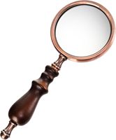 10X Antique Brass Handheld Magnifier with Wooden Handle Decorative Reading Vintage Gift for Elderly