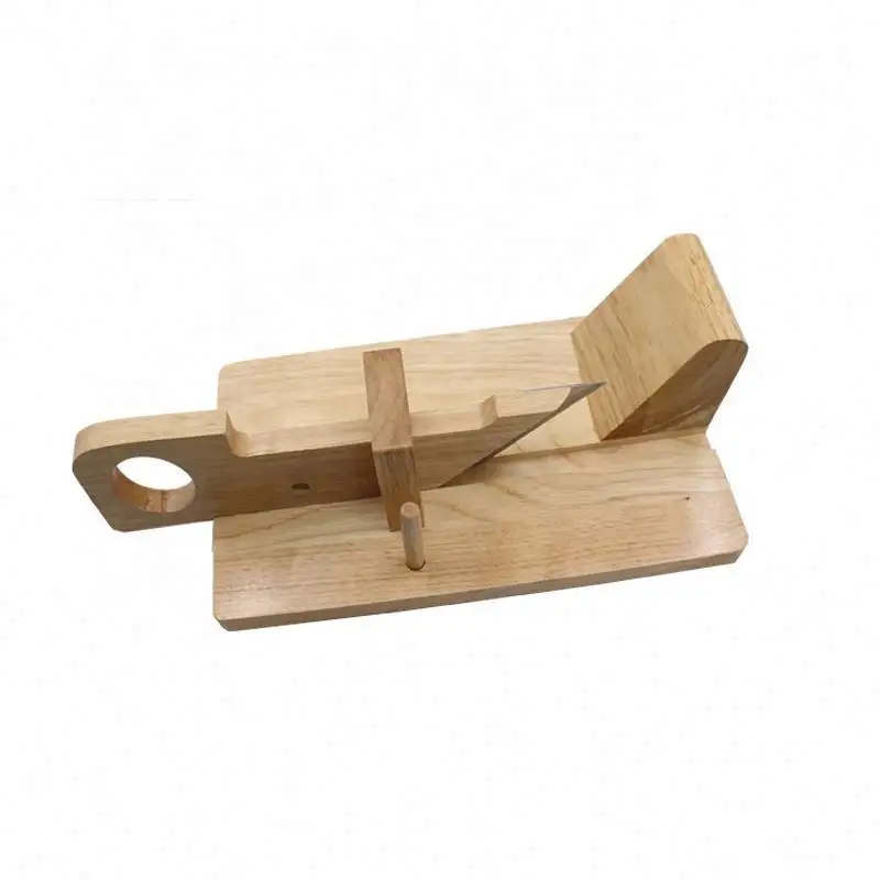 Wholesale custom Kitchen Guillotine Saucisson Rectangle Reusable Rubber Wooden Sausage Slicer