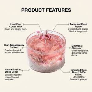 Luxury Ocean Theme Jelly <b>Wax</b> <b>Candle</b> With Real Seashells For Coastal Home Decor Wholesale Private Label Premium Beach Set - Product Image 3