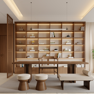 Cao cấp retro Mở Kệ sách với lưu trữ lớn thanh lịch tối gỗ kết thúc hạt cho phòng nghiên cứu - Product Image 5