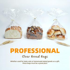Clear Flat Bottom Gusset <b>Bread</b> <b>Bags</b> 11x14x3.1 Inches Plastic Gift <b>Bags</b> for Popcorn Cookie Wedding 50 Pack - Product Image 6