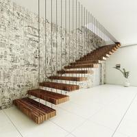 Escalier flottant en gros d'usine avec marches en bois, escalier flottant moderne pour usage domestique, escalier flottant intérieur