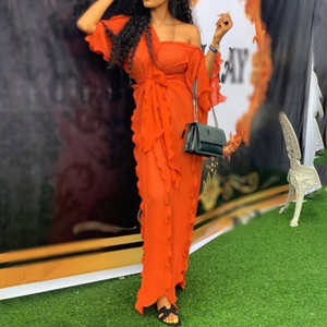 Robe Fluide Plissée en Mousseline de Soie avec Col en V, Volants et Perles, Style Africain Sexy pour Femme - Product Image 4