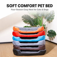 Coussin pour animaux de compagnie pour chats et chiens, lit pour chien rectangulaire en peluche, base antidérapante, lavable en machine, 6 tailles, 6 couleurs, OEM ODM personnalisé