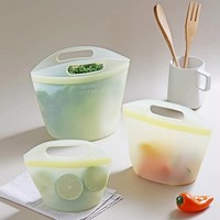 Sacs de conservation alimentaire réutilisables en silicone écologiques, hermétiques et anti-fuites, pour maintien au frais, compatibles sous vide et congélateur