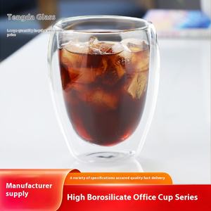 Tasse à café en verre borosilicate double couche <span class=keywords><strong>sans</strong></span> poignée de 80ml avec <span class=keywords><strong>grand</strong></span> couvercle de ventre Design classique pour la maison ou les fêtes - Product Image 3