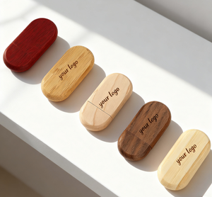 Clé USB 2.0 en bois, design ovale en érable, avec logo personnalisé, cadeau promotionnel, garantie de 2 ans - Product Image 6