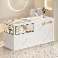 Vitrine de présentation de bijoux haut de gamme et comptoir d'accueil pour magasins de vêtements, design minimaliste moderne avec tiroir