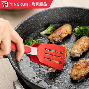 Yingrun Silicone Food Clips Stainless Steel Red Non Stick Kitchen Tools For Frying <b>Grilling</b> Steak Salad Bread - Product Image 5