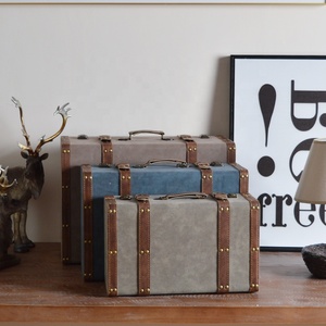New Retro American Style Photography Prop Display <strong>Storage</strong> Box Wooden PU Leather <strong>Suitcase</strong> with Latch Closure - Product Image 5
