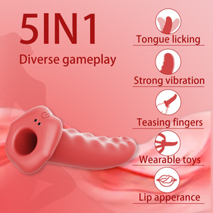 <strong>Wearable</strong> Vibrating Strap on Dildo Tongue Licking Silicone Vibrator Adjustable <strong>Harness</strong> Sex Toy USB Rechargeable Adult Pleasure - Product Image 2