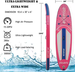 Planches de pagaie gonflables à bas prix planche à pagaie debout <span class=keywords><strong>rose</strong></span> avec sac à dos planche de pagaie antidérapante pour le sport - Product Image 4