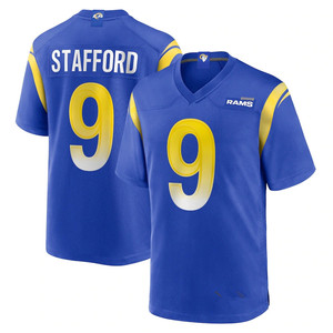 Broderie personnalisée en gros Los Angeles Rams # 3 # 10 # 16 # Maillot de football 99 en maille poly, unisexe adulte, avec logo imprimé sur le devant, en stock - Product Image 3