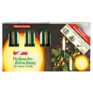 Hellum Lichterkette Schaftkerze 15 Kerzen Klar für Innen Schaft/Kabel Grün 12,8M elfenbein - Product Image 1