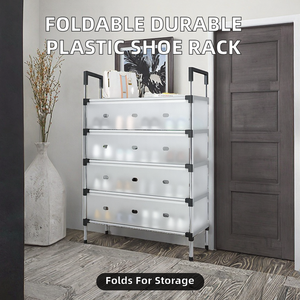 고품질 접이식 확장형 플라스틱 신발장 pp 소프트 패널 탈착식 신발 캐비닛 가구 거실용 - Product Image 4