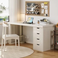 Bureau deux places en bois massif Monovel avec étagère, table d'étude moderne pour ordinateur, pour chambre et bureau