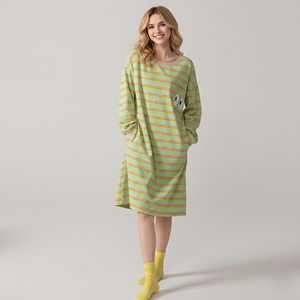 Listo para Enviar: Conjunto de Pijama de Algodón para Mujer Marca Musemeng, Moda de Manga Larga, Ropa de Estar por Casa, Tallas Grandes Disponibles - Product Image 3