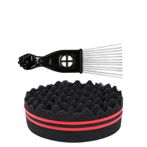 Ensemble de peigne à boucles torsadées <span class=keywords><strong>Afro</strong></span> en ABS OEM, éponge à boucles torsadées, <span class=keywords><strong>brosse</strong></span> à <span class=keywords><strong>cheveux</strong></span> pour extensions, peigne à dents larges - Product Image 2