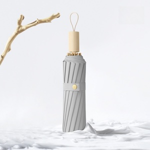 Doux <span class=keywords><strong>vent</strong></span> 16 os semi-automatique pli <span class=keywords><strong>parapluie</strong></span> femmes classique manche en bois noir revêtement tempête Protection extérieur voyage Logo - Product Image 4