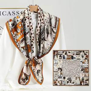 ผ้าพันคอไหมทวิลล์พรีเมียม ขนาด 90x90 ซม. ลายชาติพันธุ์ ป้องกันแสงแดดในฤดูร้อน ใช้ได้หลากหลาย เป็น<span class=keywords><strong>เครื่อง</strong></span>ประดับแฟชั่น - Product Image 1