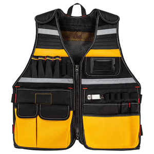 سترة أدوات قابلة للتعديل ومقاومة للماء للرجال مع 21 جيبًا، سترة عمل عاكسة للكهربائيين والنجارين وعمال البناء - Product Image 1