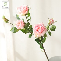 90cm en gros de haute qualité 5 têtes artificielles Real Touch Latex Rose fleurs pour mariage maison fête décoration fleur rose