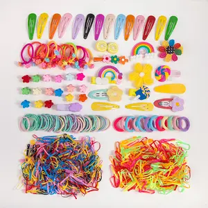 Cute Mixed Color Little Girl Elastic Hair Bands Mini Claws Clip Hair Tie For Kids Hair Accessories Set