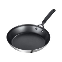 Wajan Anti Lengket Stainless Steel 29cm Perak Kapasitas 2.5L Kompatibel Induksi Aman untuk Mesin Cuci Piring untuk Memasak di Rumah