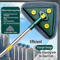 Serpillère télescopique multi-surfaces triangulaire avec tampons en microfibre chenille 360° °   Serpillère pivotante pour murs, fenêtres et sols