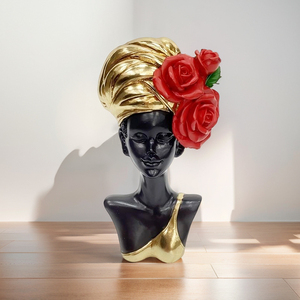 Donna africana statua in resina artigianato nero signora scultura elegante decorazione per la casa ufficio decorazione decorazione arte regalo per le donne - Product Image 3