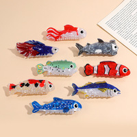 Pince à cheveux YJL motif animaux marins : poisson-clown et carpe koï – Adorables pinces à cheveux amusantes en forme d'animaux marins pour l'été et la plage – Vente en gros