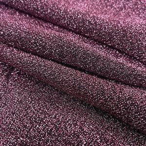 Оптовая продажа, модная Блестящая серебряная трикотажная Полиэстеровая металлическая стрейчевая сетчатая ткань с люрексом для одежды - Product Image 3