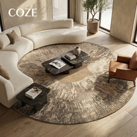 Nouveau style de tapis de chevet en laine personnalisé, design rond de luxe léger pour chambre à coucher et salon