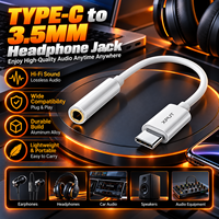 Adaptor USB C ke Jack Headphone 3.5mm HiFi Tipe C Konverter Audio AUX untuk Smartphone Android Tablet Earphone
