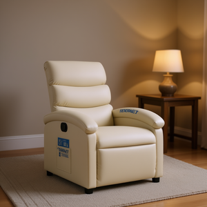 Fauteuil inclinable Teieraet en similicuir crème, design contemporain, commandé par boutons, mobilier de salon - Product Image 2