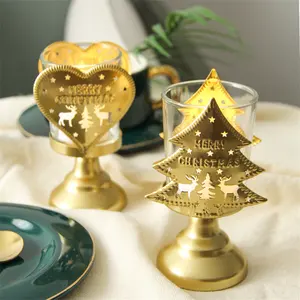 Portacandele di Natale in metallo all'ingrosso base di candela in metallo e stand