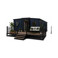 Maison préfabriquée modulaire de haute qualité avec terrasse extérieure, finition bois, type conteneur, idéale pour jardin, café, complexe hôtelier et maison d'hôtes