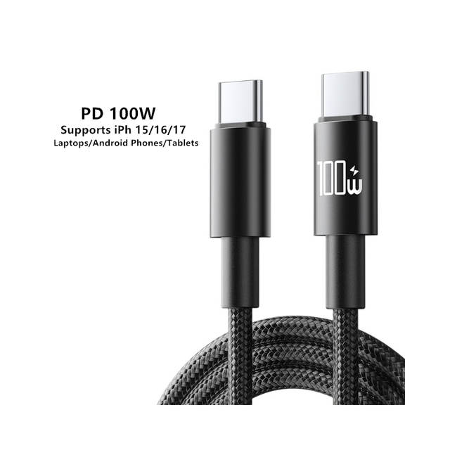 USB-C PD 100W Braided Data Cable 2 Meter 1 Meter 5A Fast Charging 3ft 6ft for Laptop Phone Tablet IPh 17 Type C to Type C Cable